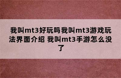 我叫mt3好玩吗我叫mt3游戏玩法界面介绍 我叫mt3手游怎么没了